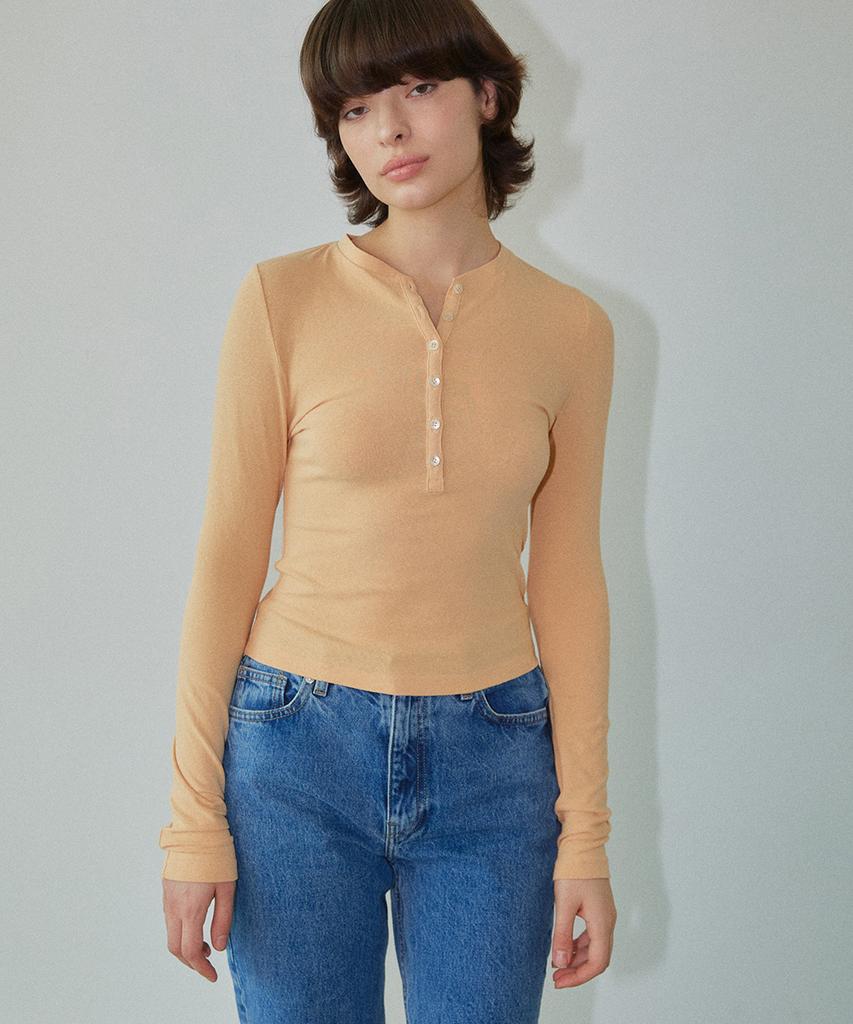 WOVEMENT Базовая футболка-henley Абрикосовая Wbdftp004Or