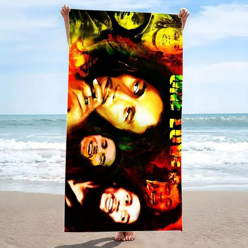 Music Themed Bob-Marley Print Beach Towel, Large Soft Quick Dry Towel for Beach Camping Swimming