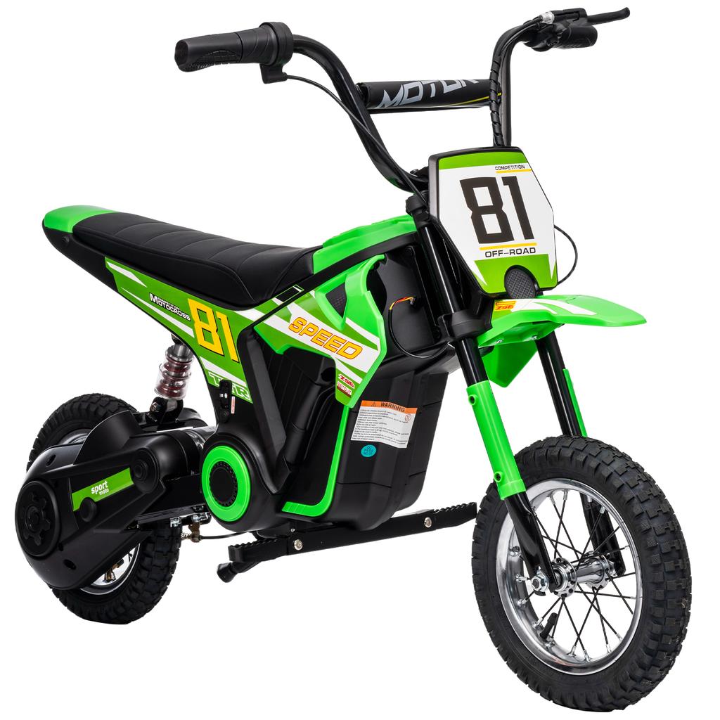 Kids Electric Motorbike, 24V Ride On Motorcycle with 3 Speeds and Rear Suspension, Dirt Bike for 8-12 Years Old, Green