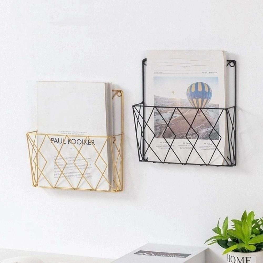Wall Mounted Book Newspaper Storage Rack Metal Magazine Holder Tabletop Display Stand  for Home