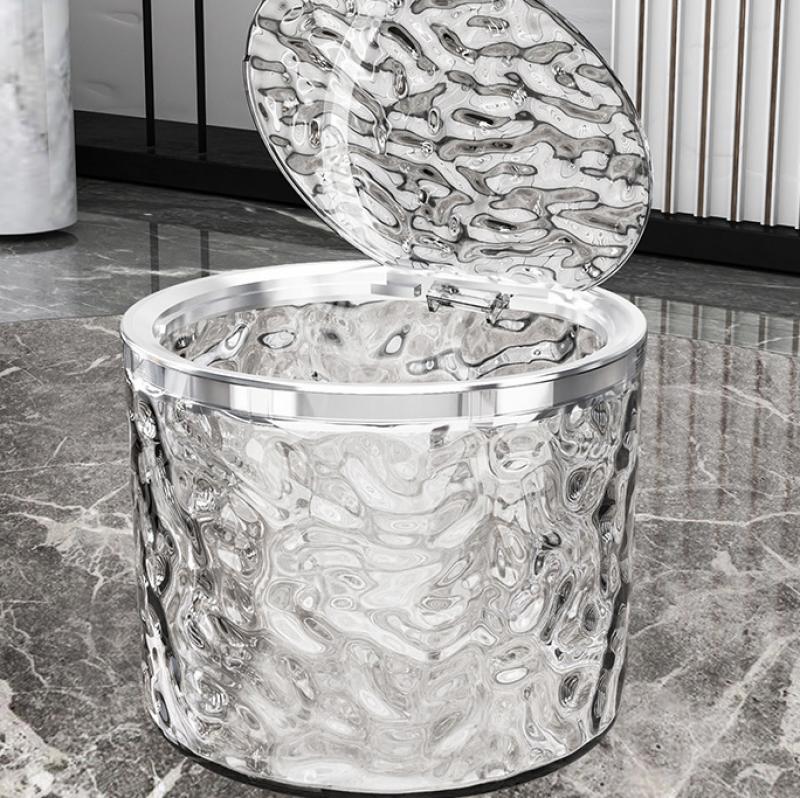 Мини-настольный мусорный бак с подсветкой, роскошная маленькая мусорная корзина, пластиковая мусорная корзина для ванной комнаты, спальни, офисные принадлежности, мусорные баки, домашний стол, мусорная корзина