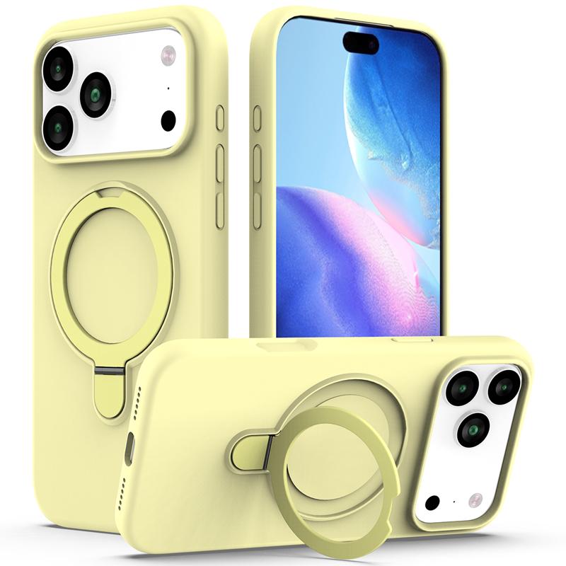 For iPhone 17 Pro Max 17 Air Case Magnetic Liuqid Silicone with Microfiber Lining inside Ring Stand Cover for iPhone17
