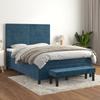 3137909 vidaXL Divan Bed and Mattress Dark Blue 140x200cm Velvet