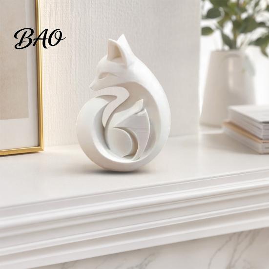 Easy Care Fox Statue 3D Printed Sculpture, Matte White Minimalist Solid Structure Ornament, Sculpture Stain-Resistant Smooth Surface Compact Art Piece