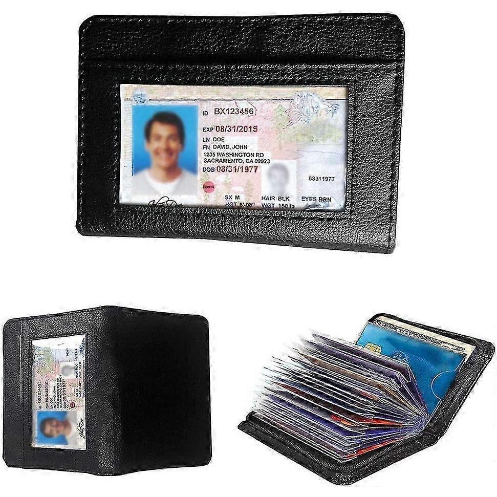 36 Slots Credit Card Holder Wallet RFID Blocking Leather Wallet for Unisex with Zipper and Large Storage Capacity hwy