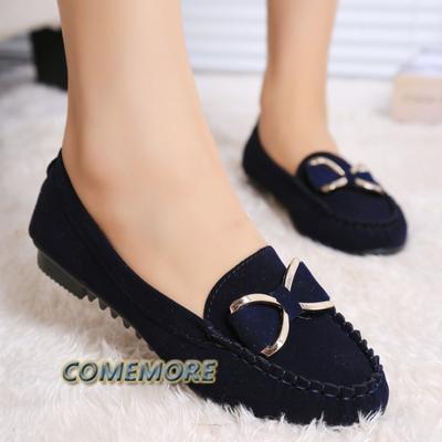 Женские мокасины однотонные балетки на плоской подошве с бантом, ленивые, неглубокие, повседневные туфли без застежек, весна-осень, с круглым носком, удобные