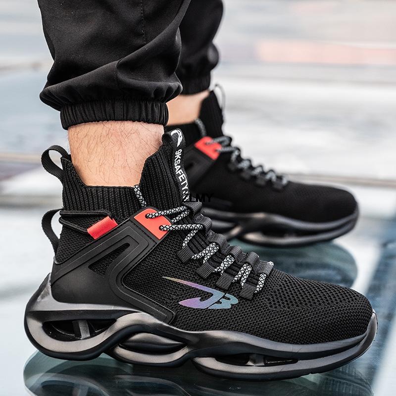 Дышащая защитная обувь, мужские кроссовки со стальным носком, легкие рабочие защитные ботинки с защитой от проколов, мужские высокие противоударные защитные ботинки, новые