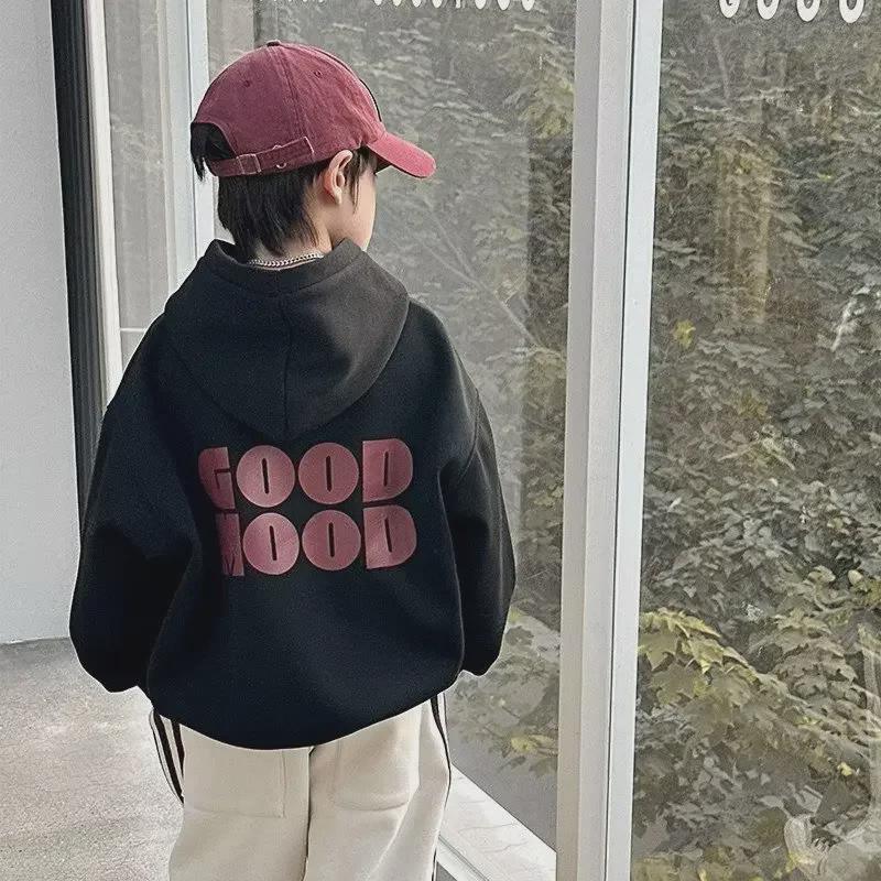 Boys' Long-Sleeve Hooded Sweatshirt - 2023 Korean Style for Autumn/Winter