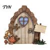 Creative Holiday Room Decor Wooden Fairy Door Decor, 2D Gnome Elf Ornament, Bunny Mushroom Hand Indoor Display Ornaments Painted Wood