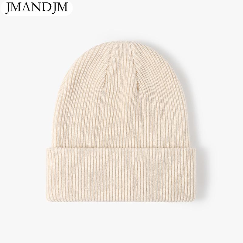 Available Autumn and Winter Warm Thickened Double Beanie Hat Simple Men's Women's Knitted Hat