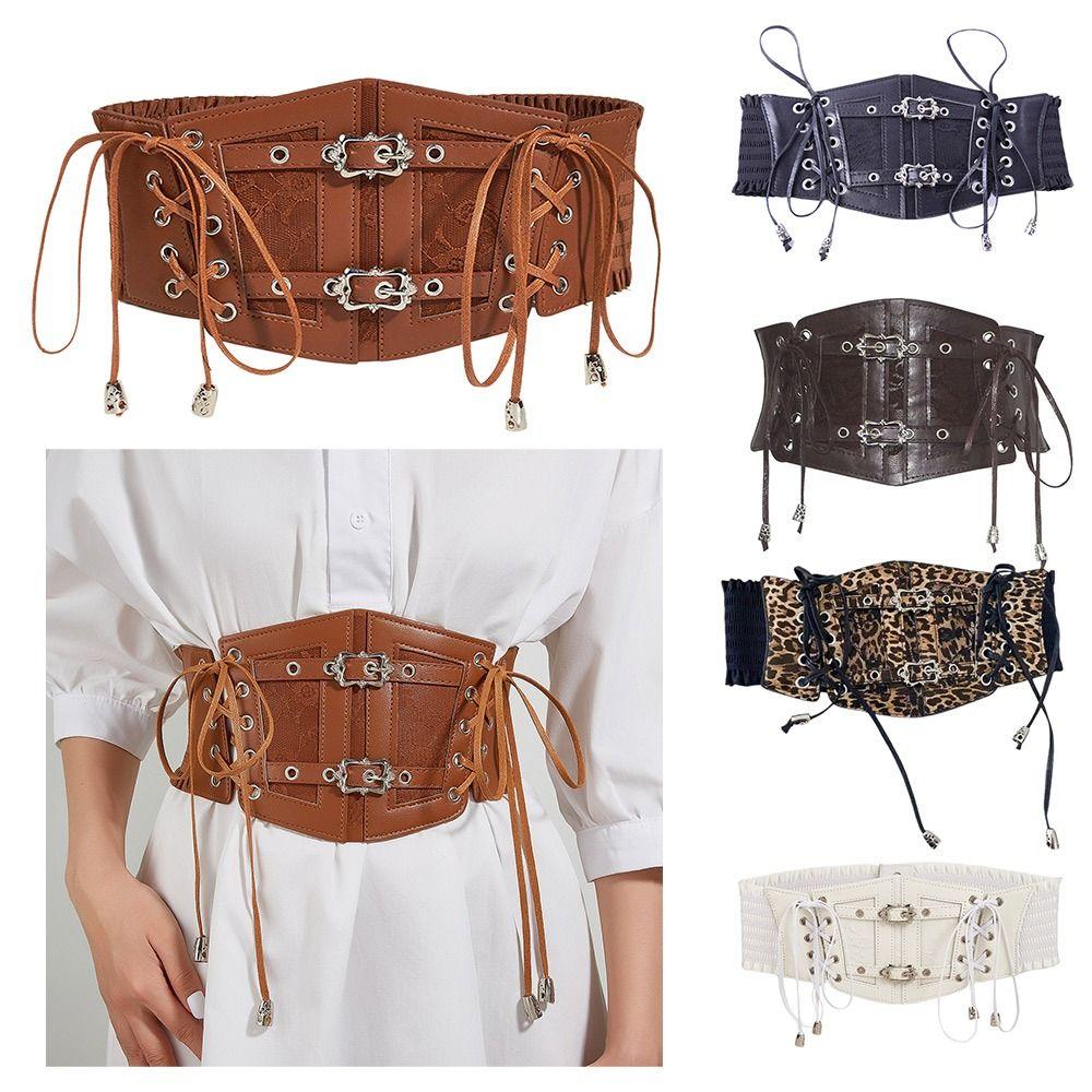 Lace Elastic Girdle Belts Tie Rope Tie Straps Wide Belts Elastic Corset Band On Shirt Dress