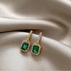 Изысканные серьги из серебра 925 пробы с зеленым бриллиантом: 2024 Модный, элегантный женский холодный стиль