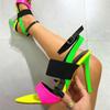 Fashion Mixed Colors Ankle Buckle Strap Thin High Heels Sandals for Women Sexy Open Toe Pointed Stiletto Party Shoes Rome Sandalias