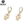 Bisaer Exquisite Shining Lucky Palms Stud Earring for Ladyies High Jewelry