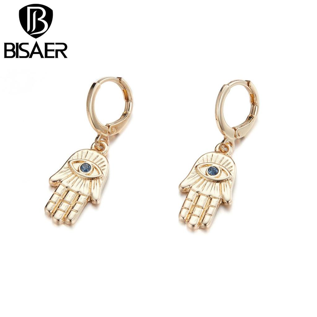 Bisaer Exquisite Shining Lucky Palms Stud Earring for Ladyies High Jewelry