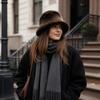 Double-Sided Faux Fur Hat Scarf Set Windproof Plush Hat Scarf Soft Bucket Hat Scarf  For Women