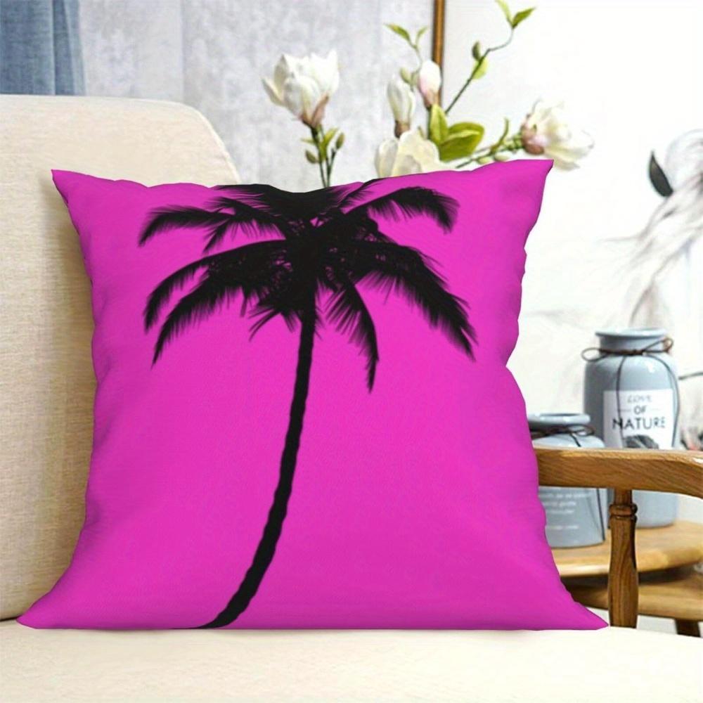 pc D Flat Pillow Not Included Pink Palm Tree Silhouette Modern Art Cushion Cover Short Plush Bold Home Decor Gift Case
