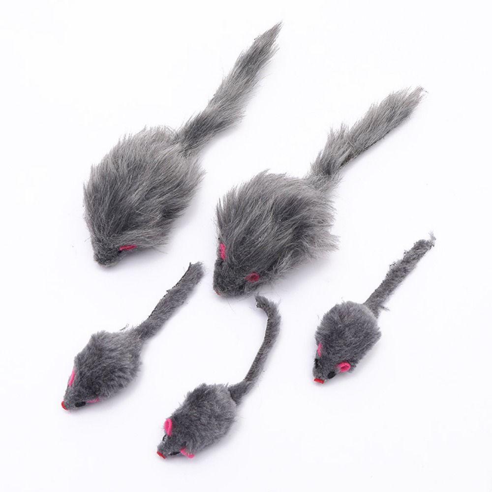 Plush False Mouse Cat Pet Toys Soft Long-haired Tail Mice Toys Grey Plush Mouse Cat Toy Playing