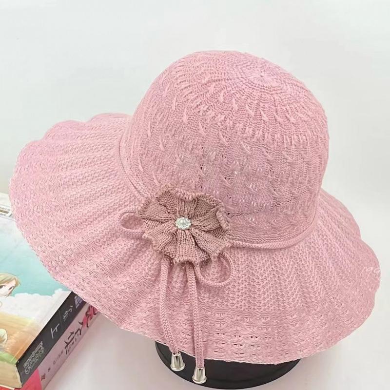 Wide Brim Uv Protection Straw Hat Fashion Casual Breathable Beach Cap Bucket Hat Summer Sun Hat