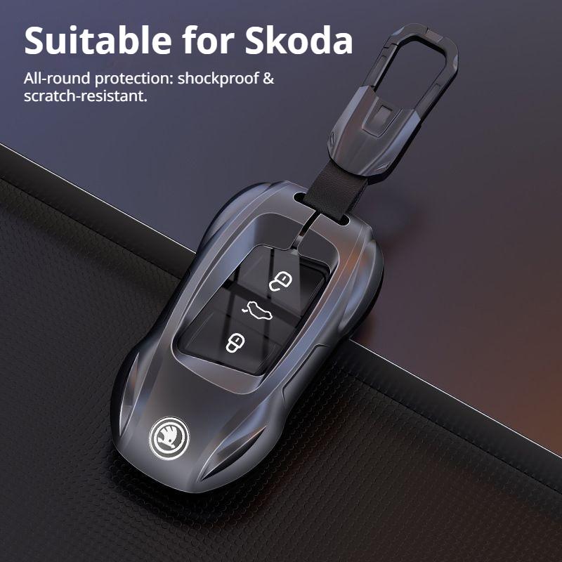 Zinc Alloy Car Key Case Cover for Skoda VRS Octavia Kamiq Kodiaq Karoq RS Superb Fabia Rapid Key Protection Cover Accessories ES7