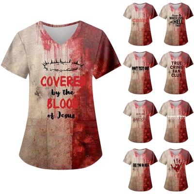 Женские свободные топы с коротким рукавом Повседневные топы больших размеров с V-образным вырезом и короткими рукавами Повседневные летние футболки Женские топы Футболки Рабочая одежда