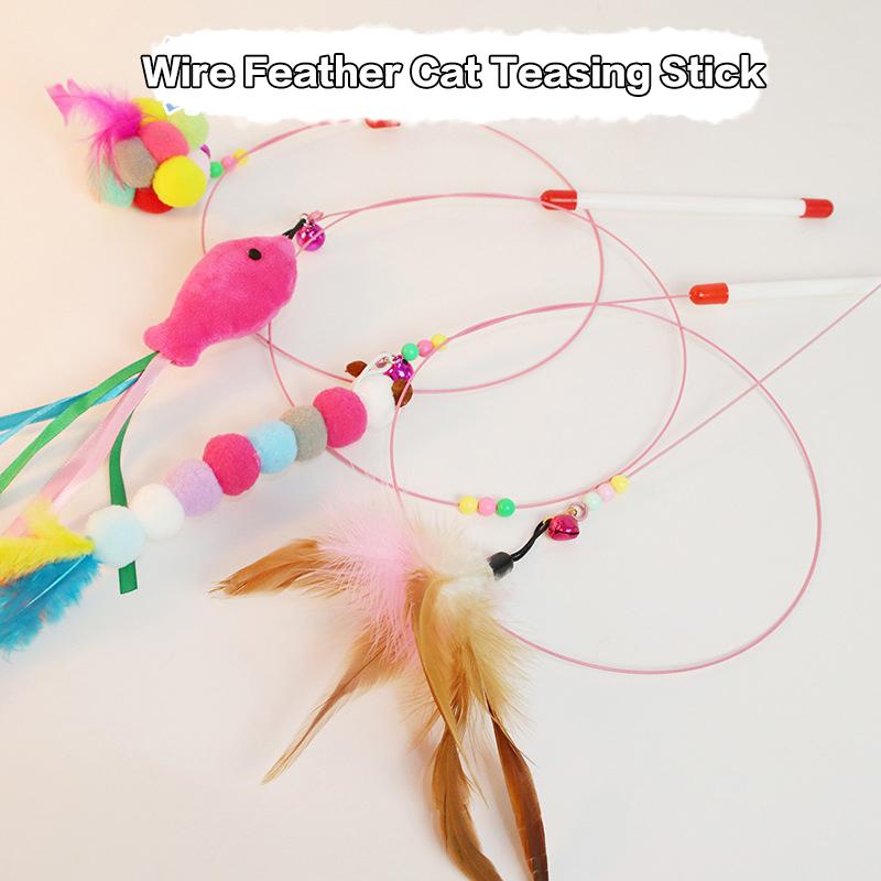 1/10Pcs Funny Simulation Feather Cat Toy Interactive Pet Cat Toy Kitten Playing Teaser Wand Toy Replacement Head Pet Supplies