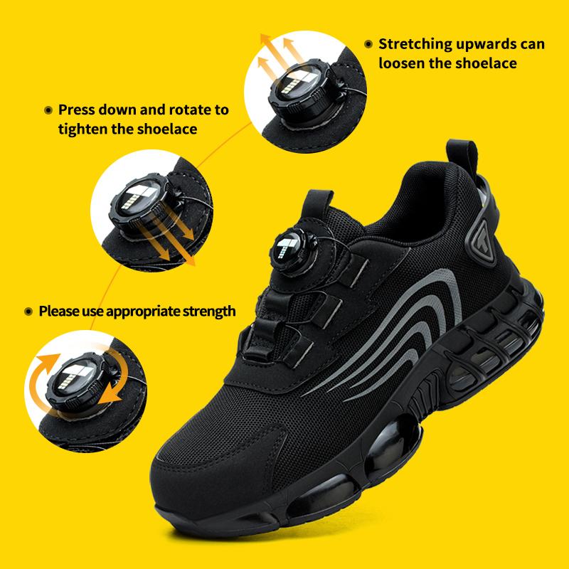 Rotary Button Safety Shoes For Men, Anti-impact And Anti-piercing Work Shoes, Fashionable Men's Sports Shoes, And Safety Pro