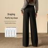Women's Fleece-Lined Acetate Wool Blend Wide-Leg Trousers