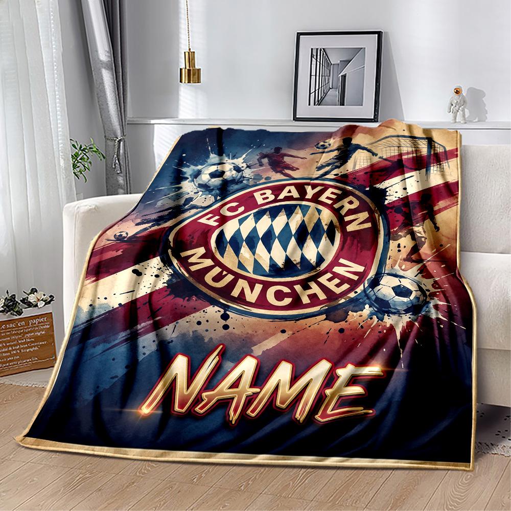 Bayern Munich Fan Artwork Customize Text Blanket Gift Personalized Blanket Durable Comfort Versatile for Bed Nap Seaside Sofa for All Occasions