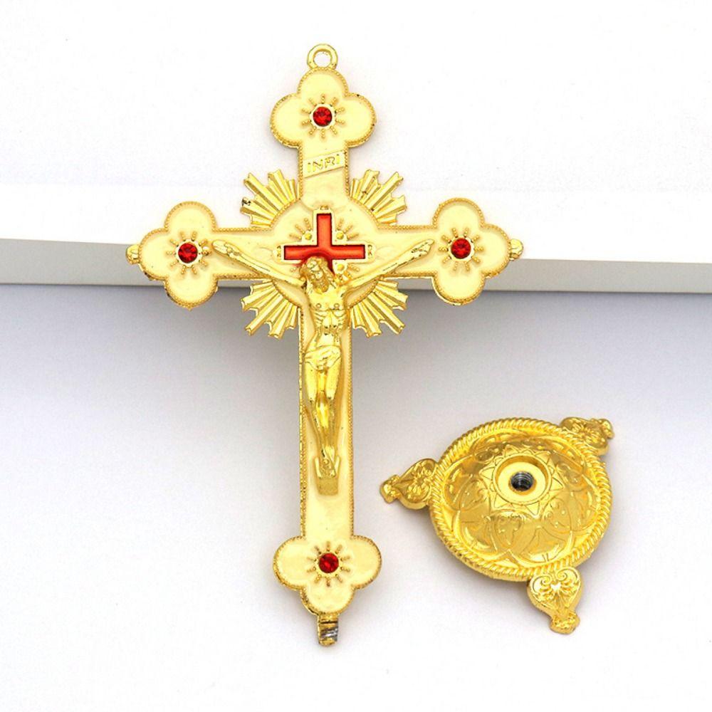 No Fading Zinc Zinc Alloy Cross Ornaments Handmade Plated Gold Statue Church Cross Ornaments Car Ornaments