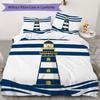 Geo Lighthouse Gull Pattern Bedding uilt Set uilt Cover Pillowcase Home Decoration Birthday Gift (1 * duvet cover + 2 * pillowcase without core)