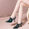 Fashion 2024 NEW Fashion Spring Shoes,Women Pumps,High Heels,Patent Leather,Pointed Toe,Bowtie,Side Zip,Female Footware,Black,Green