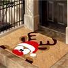 Merry Christmas Coir Doormat Reindeer Gingerbread Pattern Non Slip Entrance Rug Xmas Holiday Welcome Front Door Mat Home