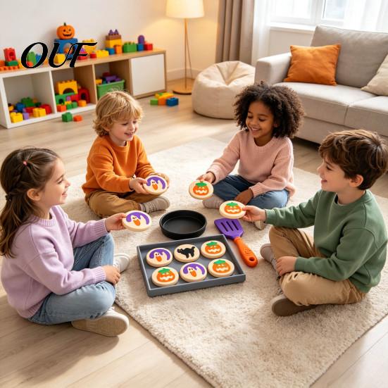 Interactive Holiday Toys 3D Printed Halloween Cookie Toy, Simulated Bakery Food Playset for Kids Sensory Experience Learning Pretend Play And Seasonal