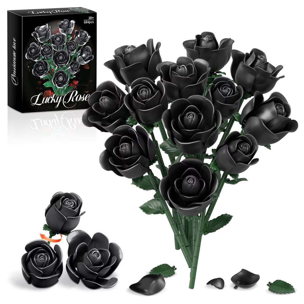 Building Blocks Valentine'S Day Gift For Women/Men,For Home Decor Gifts For Anniversary 968Pc Romantic Rose Flower Bouquet