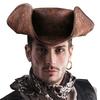 Faux Leather Pirate Hat Vintage Wrinkle Distressed Tricorn Pirate Hat For Women Men Halloween Costume Cosplay Accessories