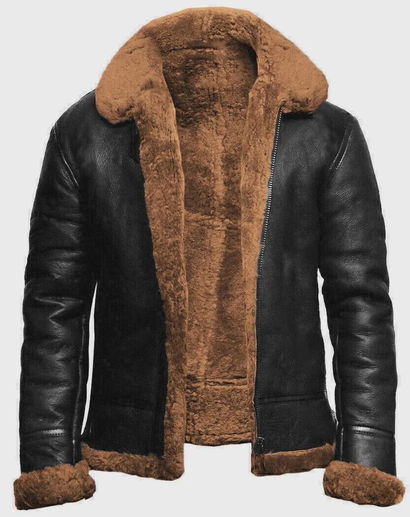 Мужская шуба средней длины: Европейский и американский уличный стиль, плотная искусственная кожа и бархат