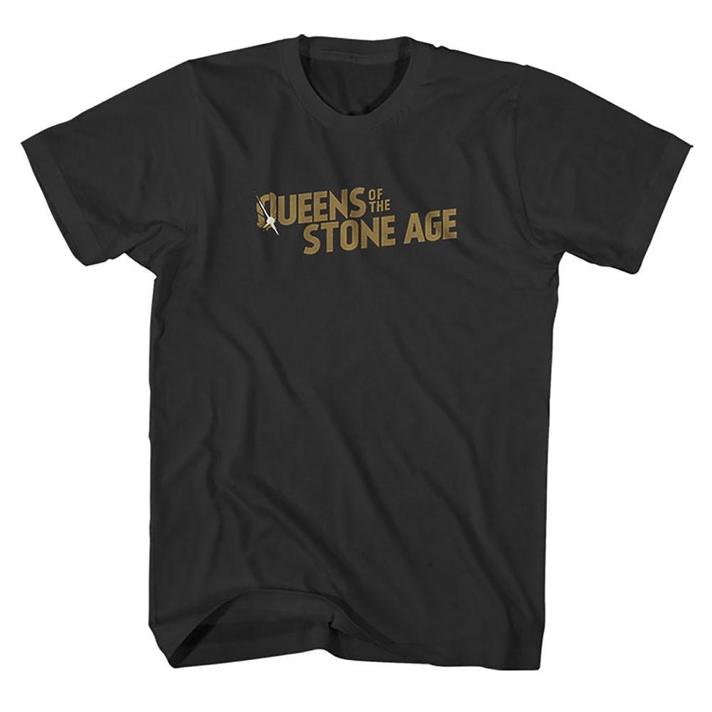 Men's Queens Of The Stone Age Bullet Shot Logo Slim Fit T-shirt Medium Black