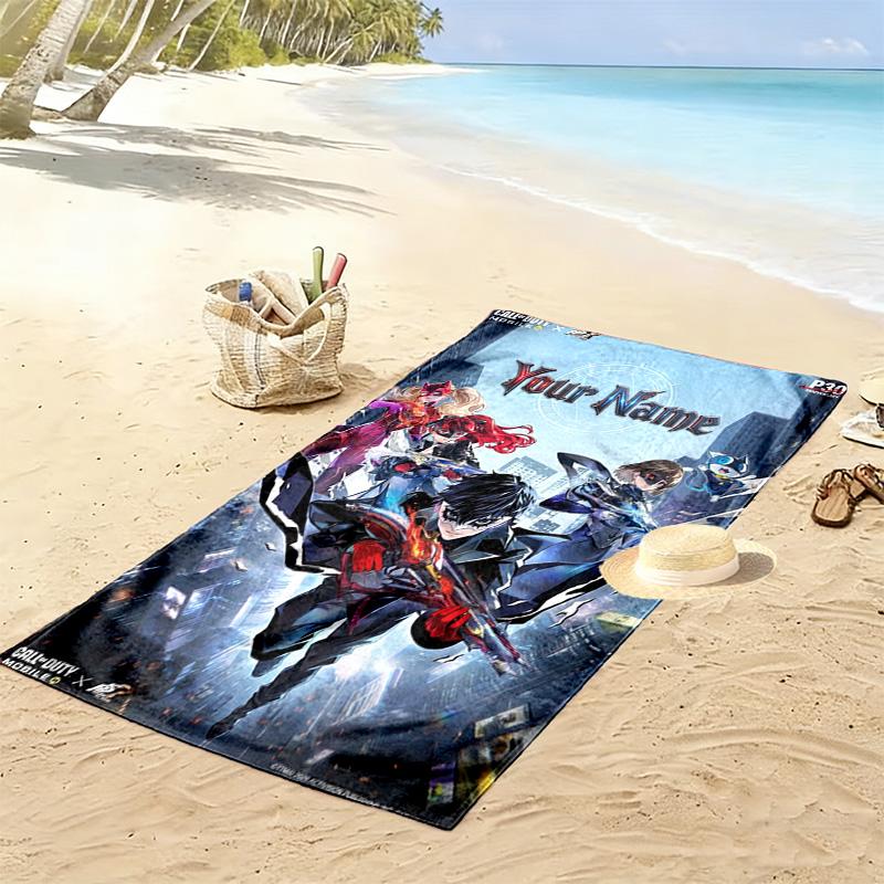 Name Custom Persona 5 Game Print Beach Towel, Large Soft Quick Dry Towel for Beach Camping Swimming