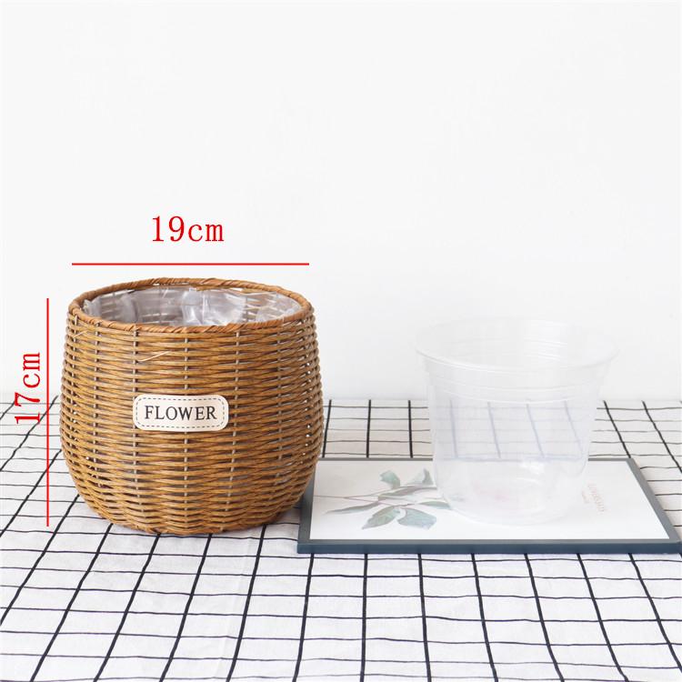 Handmade Pastoral Woven Rattan Flower Basket for Creative Arrangements and Succulent Decorations