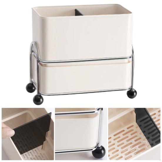 Yousheng Kitchen Utensil Holder for Countertop Plastic Spoon Chopsticks Fork Drain Rack Multifunctional Cutlery Storage Compartment Box