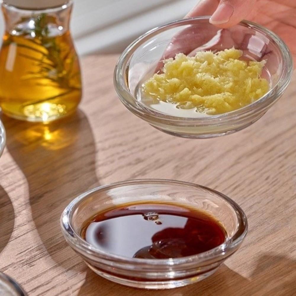 2PCS Transparent Manual Grinder Round Dipping Bowl Grinder Gadget Seasoning Dish Camping