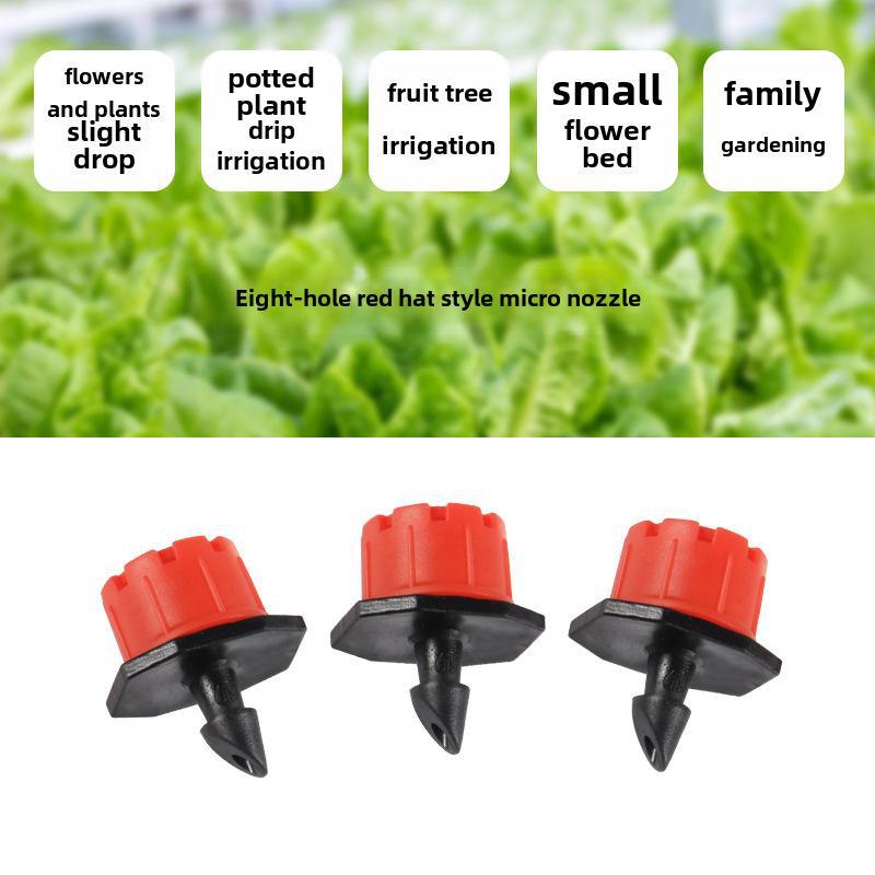 8-Hole Adjustable Red Dripper for Home Gardening Irrigation