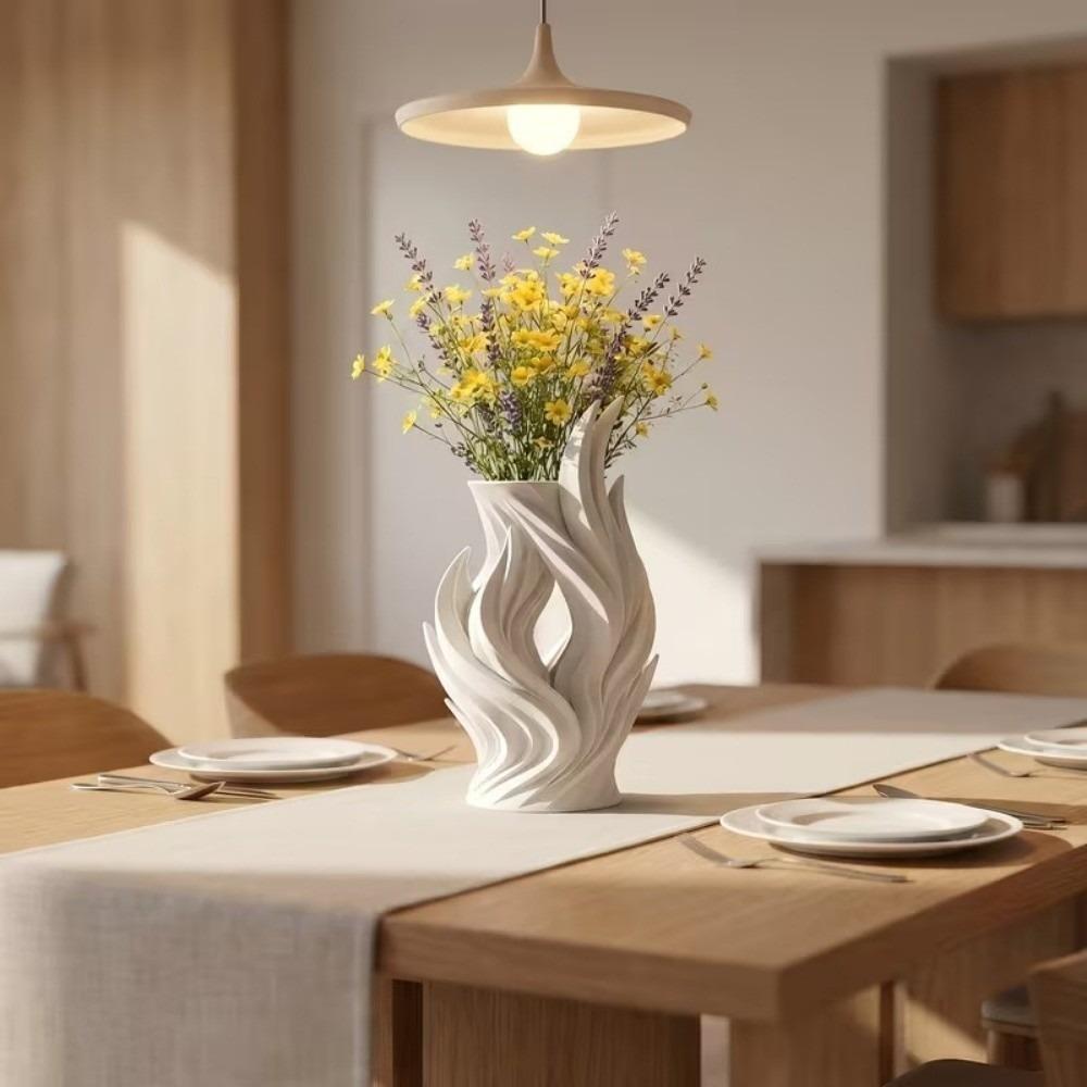 3D Printed Artistic Flame Vase Twisted Wave Flower Container Irregular Vase  Desktop Decoration