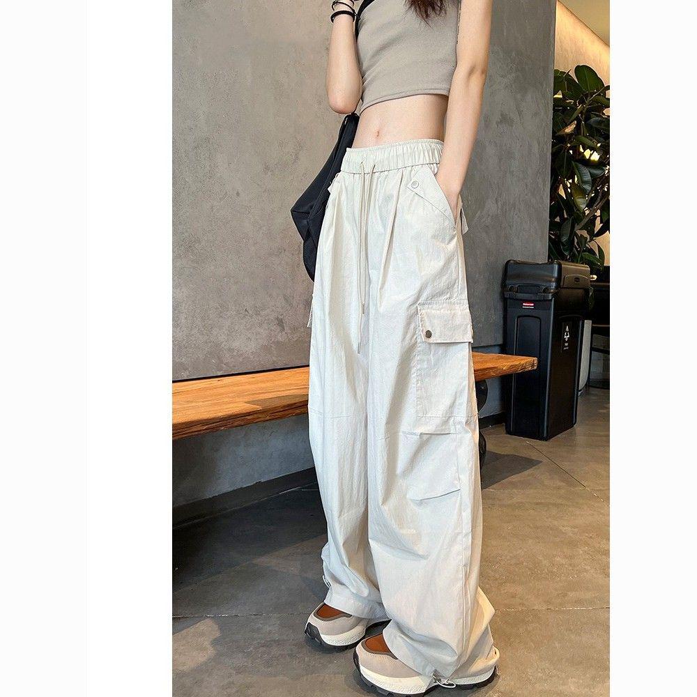 High-Waisted Casual Pleated Pants - Trendy, Loose-Fit, Meat-Concealing Sportswear for Spring and Autumn.