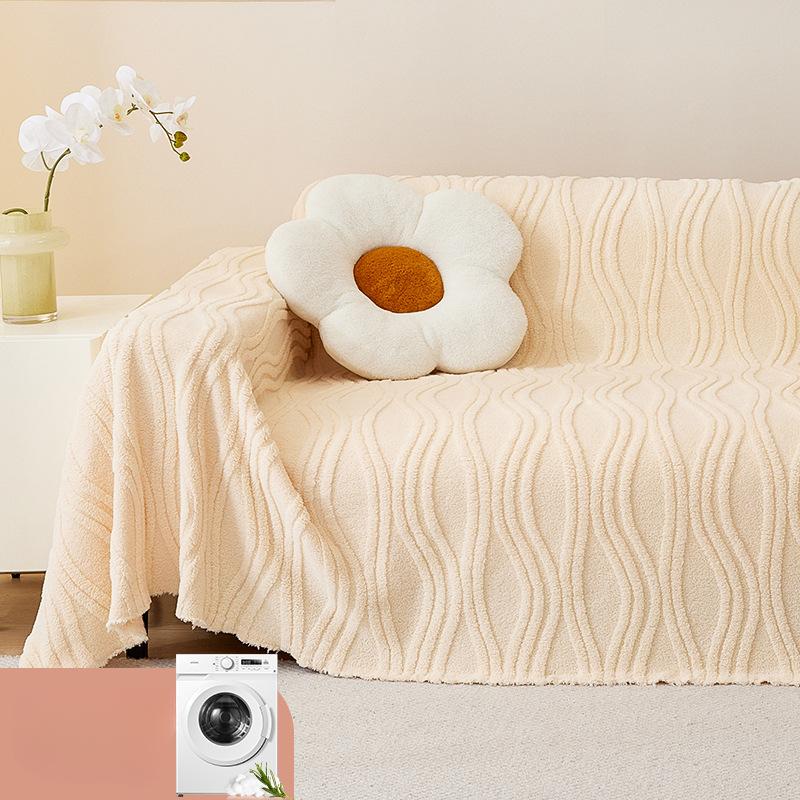 Удобный хлопковый бархатный утолщенный диванный чехол Ins Style Cream Style, нескользящий статический чехол для дивана, универсальный чехол All-Inclusive