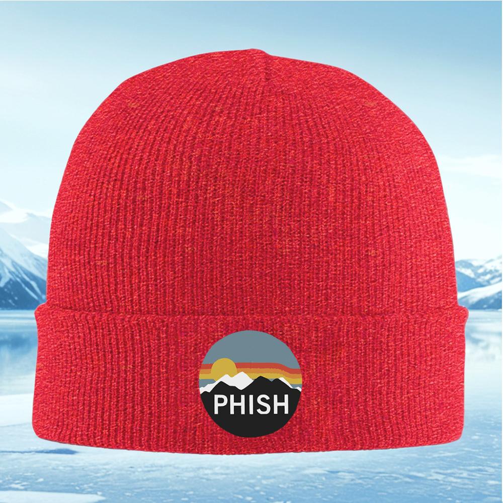 Горы закат небо PHISH слова черный фон Мужчины Женщины Унисекс Вязаная шапка бини Шапка-колпак Зимняя Термотеплая Рождество