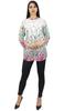 Womens Floral Printed White Full Sleeve Casual Tunic Top Blouse Shirt-