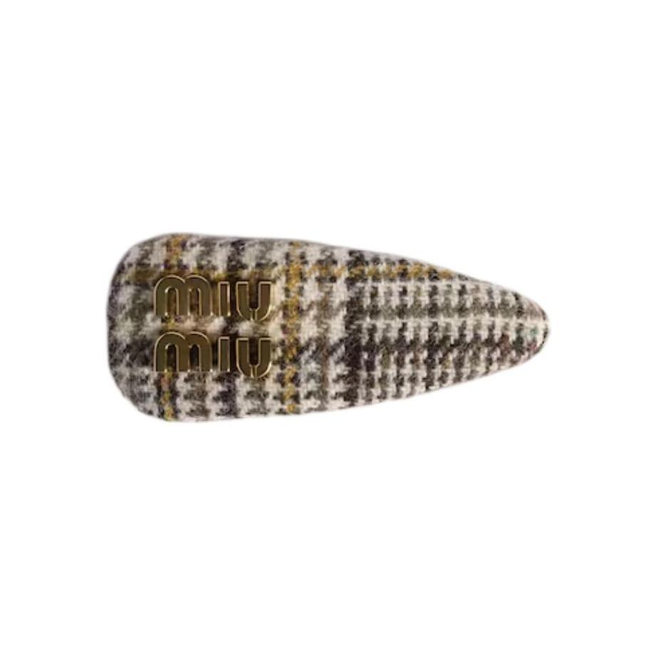 Miu Miu Engraved Logo Fabric Hair Clip Women accessories Brown 5IF092_1759_F0613