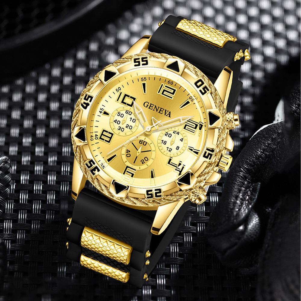 Мужские часы Geneva Blu-ray Glass Стальной ремешок Кварцевые часы Три циферблата Деловые Повседневные